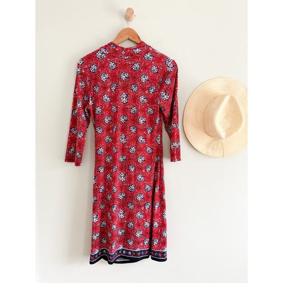 Max Studio | NWT Women's Printed Matte Jersey Dress in Red | Sz L - Picture 7 of 7